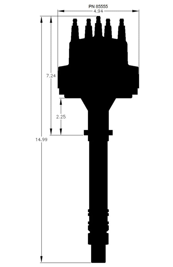 MSD Chevy Black V8 Pro-Billet Distributor 85555 - Side View