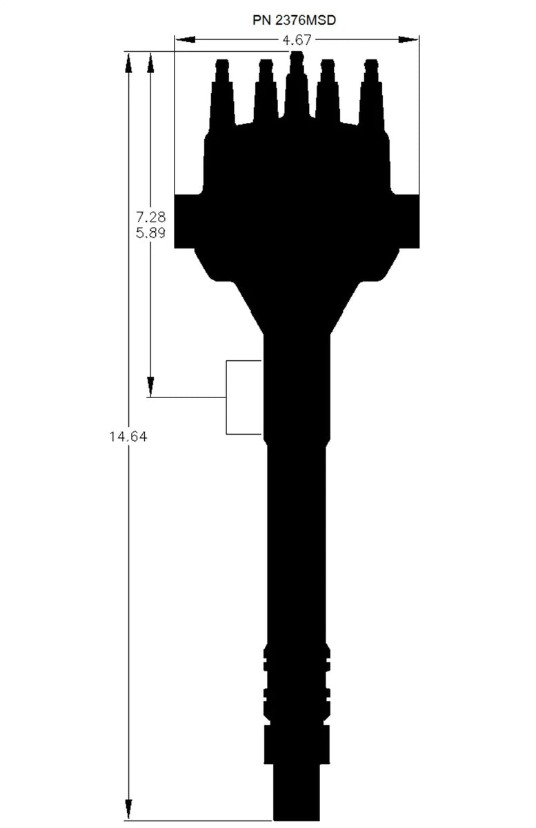 MSD Chevy Tall Deck Dual Sync Distributor 2376MSD - Side View