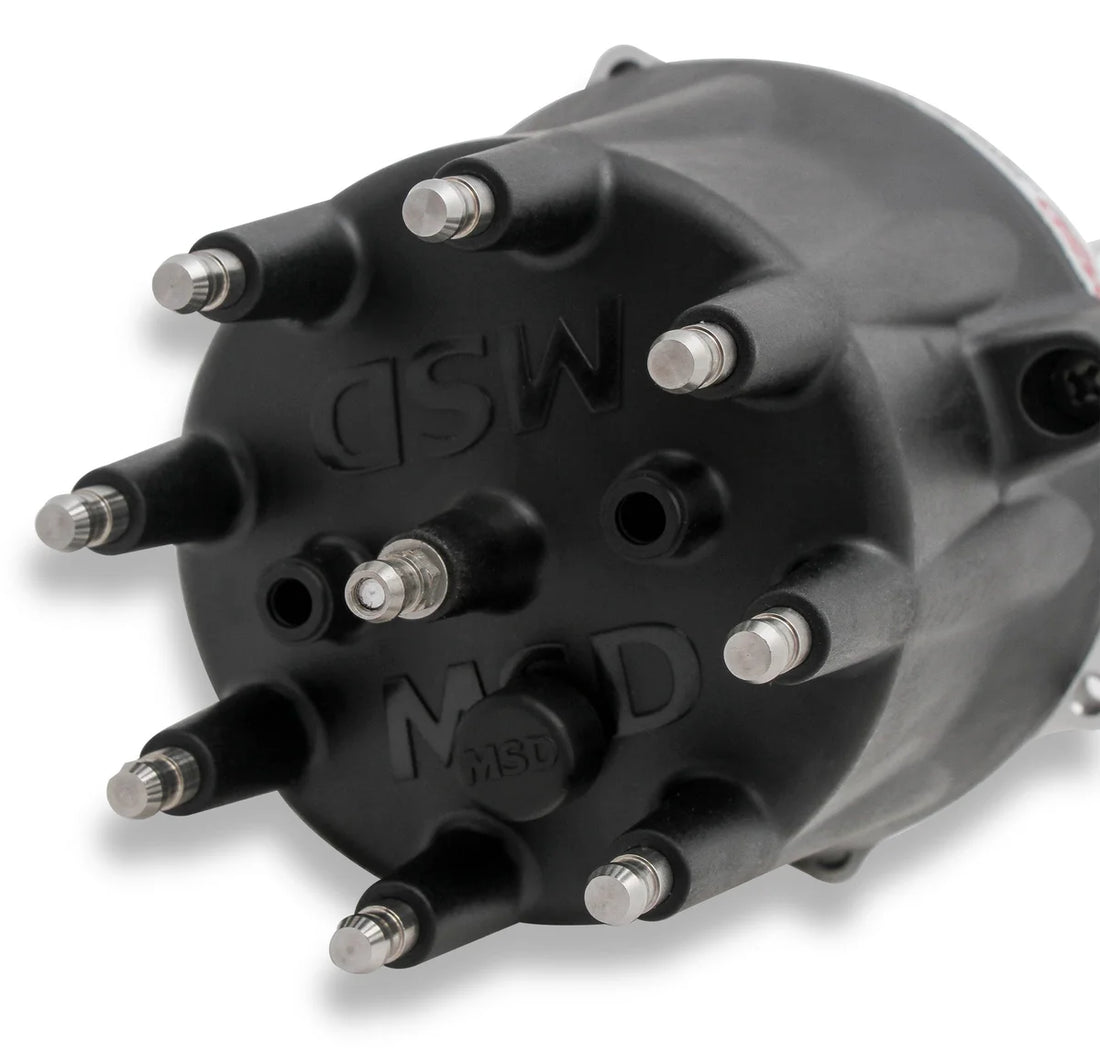 MSD Chevy V8 Pro-Billet Distributor w/Black Cap 85557 - Back View