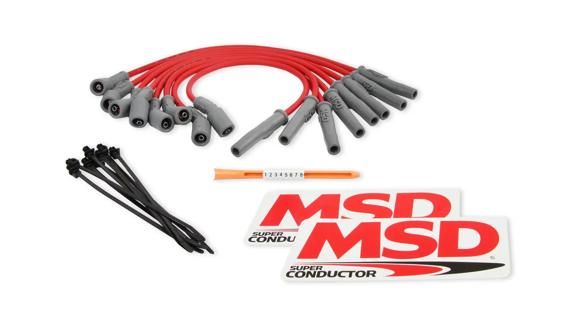 MSD Direct replacement 8.5 mm Super Conductor spark plug wire set. - Side View