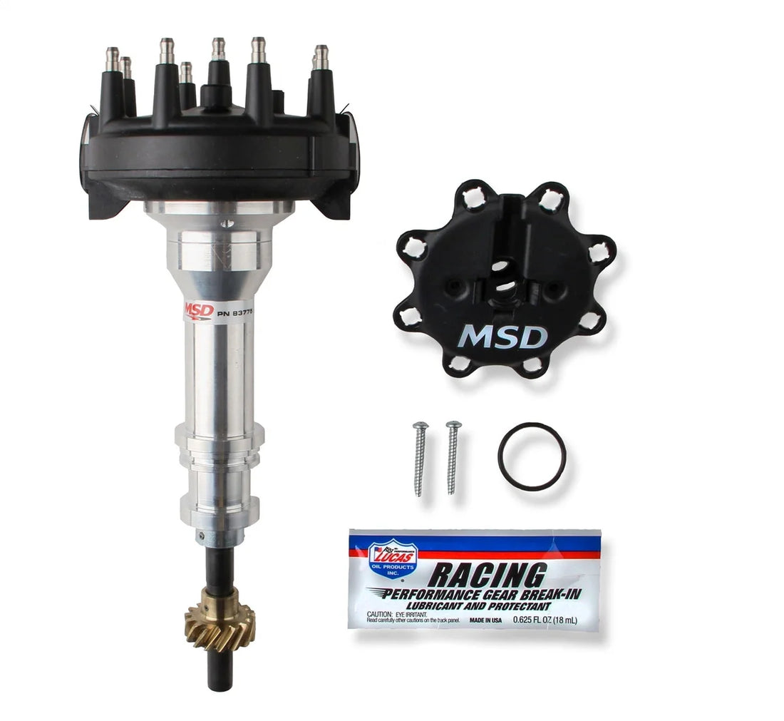 MSD Distributor designed for race applications using MSD Crank Trigger systems. 83775 - Side View
