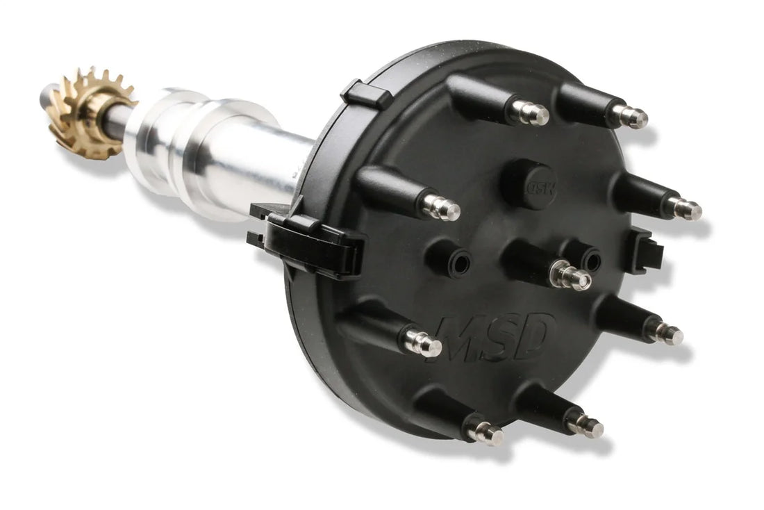 MSD Distributor designed for race applications using MSD Crank Trigger systems. 83775 - Back View