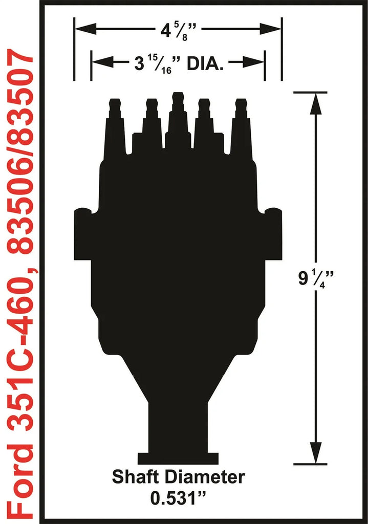 MSD Ford 351C-460 Ready-to-Run Marine Distributor-Black 83507 - Side View