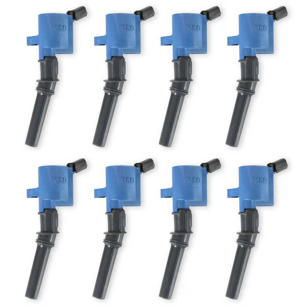 MSD Ignition Coil - - Blue - 8-pack 824285 fits 1998-2014 Ford 2-Valve V8 / Lincoln / Mercury - Side View
