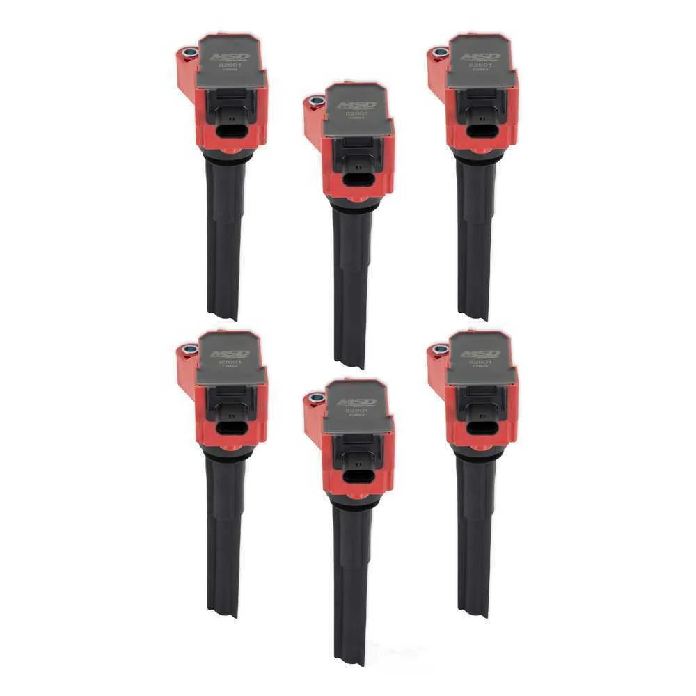 MSD Ignition Coil - Red - 6-Pack 826016 fits Ford EcoBoost 2.7L / 3.0L V6 - Main Product View