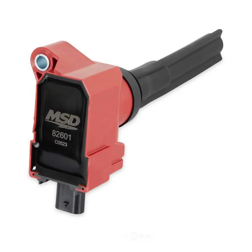 MSD Ignition Coil - Red - Single 82601 fits Ford EcoBoost 2.7L / 3.0L V6 - Back View