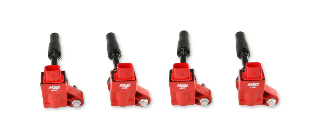 MSD MSD Ignition Coil - Blaster Series - GM 4-Cyl Engines - Red - 4-Pack - Side View