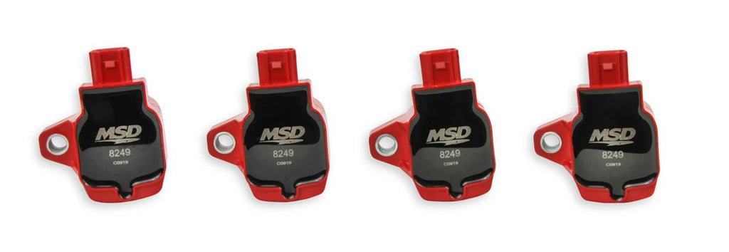 MSD MSD Ignition Coil - Blaster Series - Honda 1.5L/2.0L/2.0L Turbo 4-cyl-Red-4-Pack - Side View