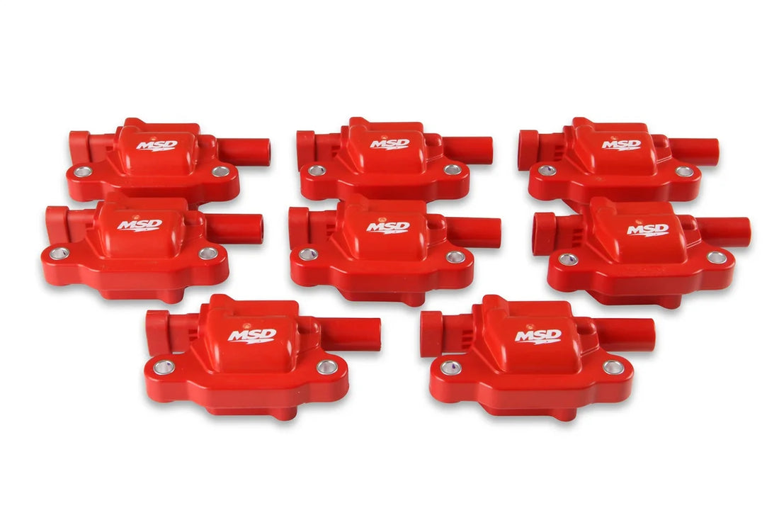 MSD MSD Ignition Coil - Blaster Series - LS2/LS3/LS4/LS7/LS9 Engines - Red - 8-Pack 82658 - Side View
