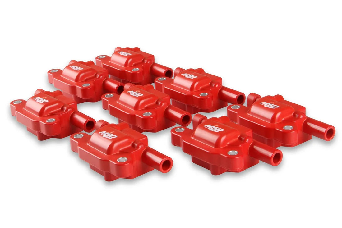 MSD MSD Ignition Coil - Blaster Series - LS2/LS3/LS4/LS7/LS9 Engines - Red - 8-Pack 82658 - Back View