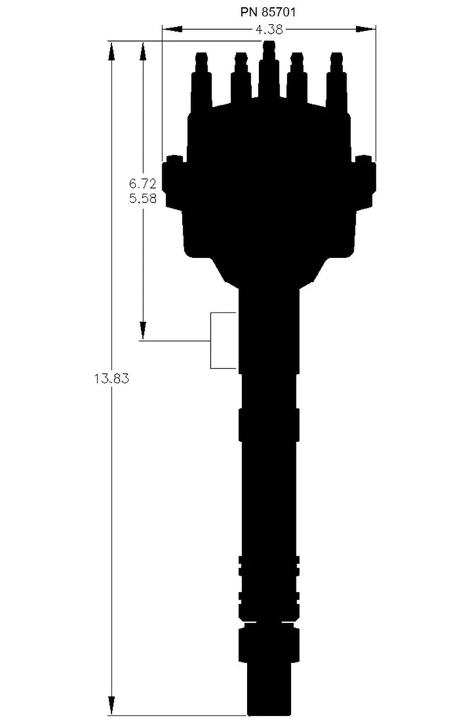 MSD Pro-Billet Small Diameter Chevy Distributor 85701 - Side View