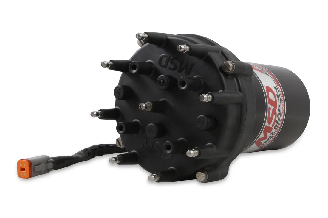 MSD Pro Mag 44 Amp Generator, CCW Rotation, Black, Pro Cap, Band Clamp 81407 - Installation View
