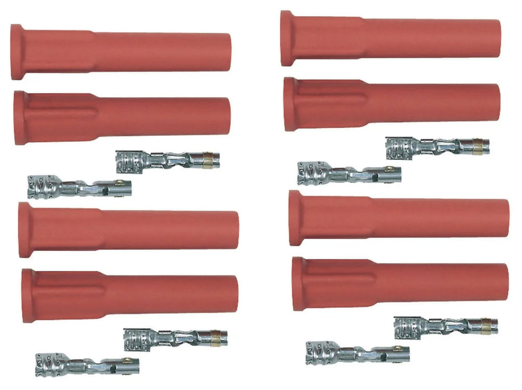 MSD Pro Race Spark Plug Boot & Terminal Kit, Straight, Red, Set of 8 - Main Product View