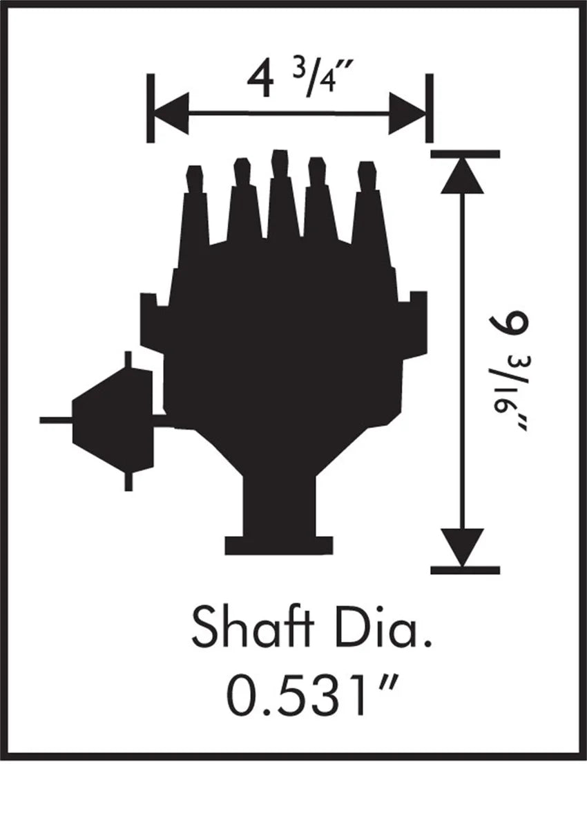 MSD Ready-to-Run with rev limiter. May hit firewall seam on 57-59 full size cars 8383 - Side View