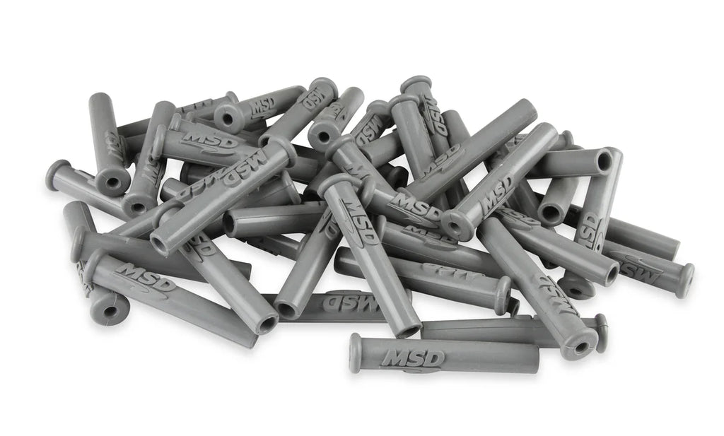 MSD Spark Plug Boots, Straight/Multi-Angle, with MSD Logo Gray Silicone, 50EA - Main Product View