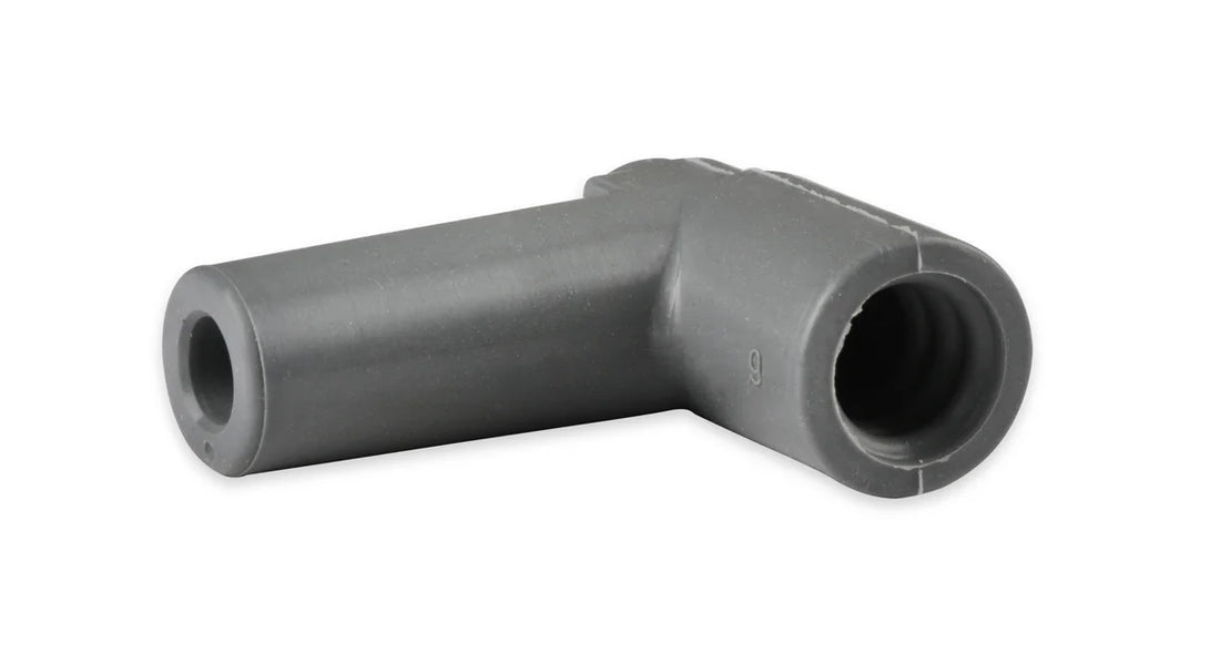 MSD Spark Plug Boots, Straight/Multi-Angle, with MSD Logo Gray Silicone, 50EA - Back View