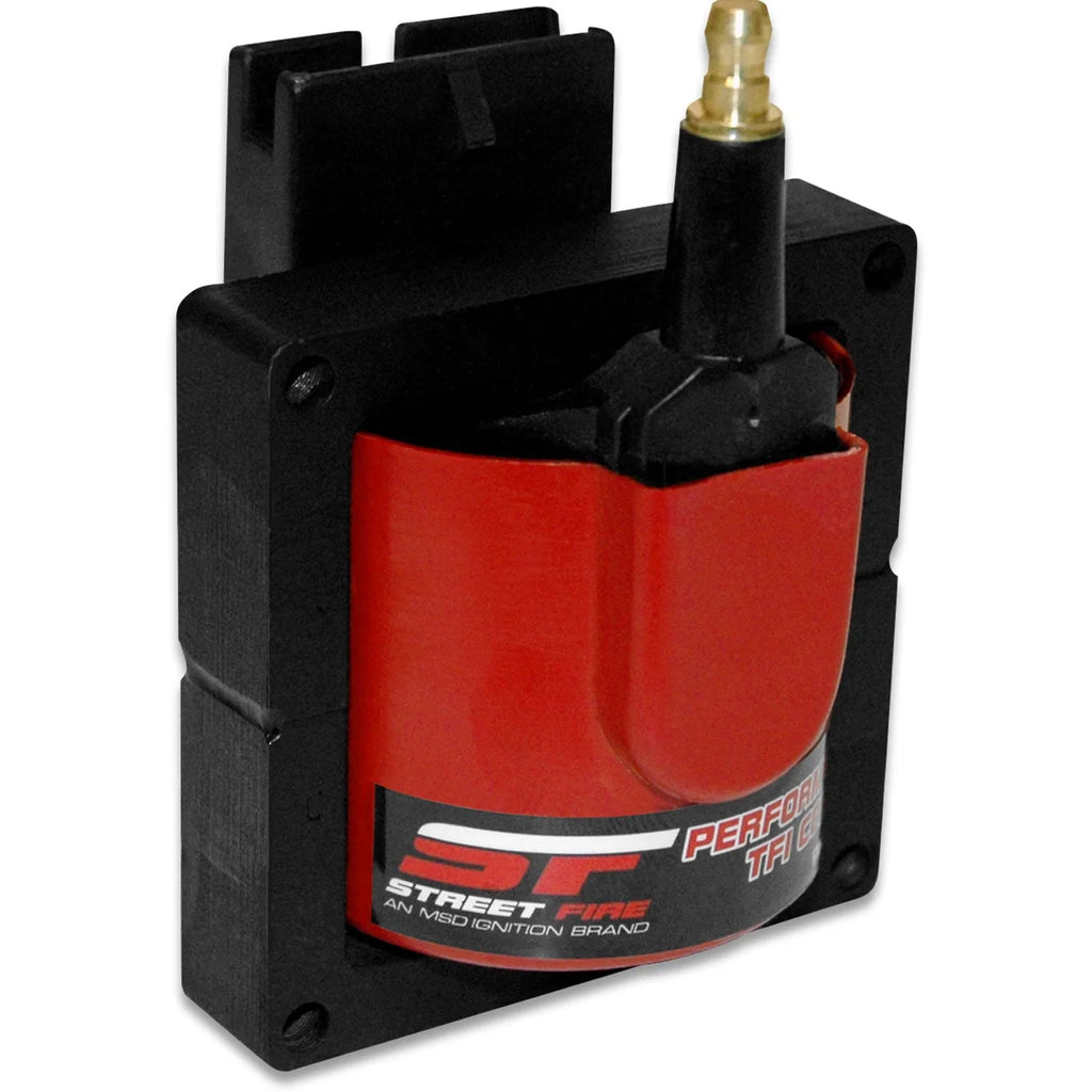 MSD Street Fire Ignition Coil, Red, TFI style, Individual fits 1983-1997 Ford - Side View