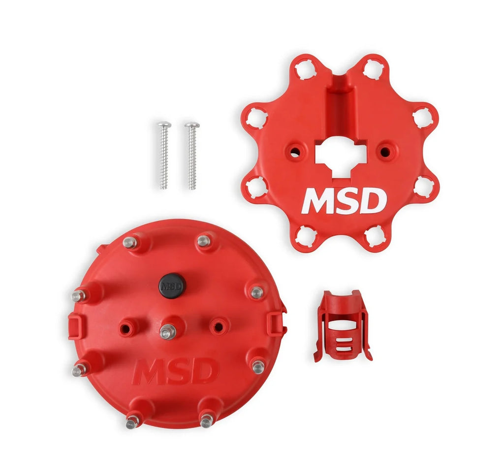 MSD The Ford-style cap has a provision for the coil wire to be routed in separately. 8408 - Main Product View