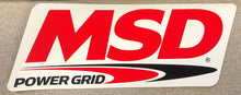 Load image into Gallery viewer, MSD The MSD POWER GRID Logo Decal; Red, Black &amp; White. 9.25&quot; wide x 3.375&quot; high. 9290
