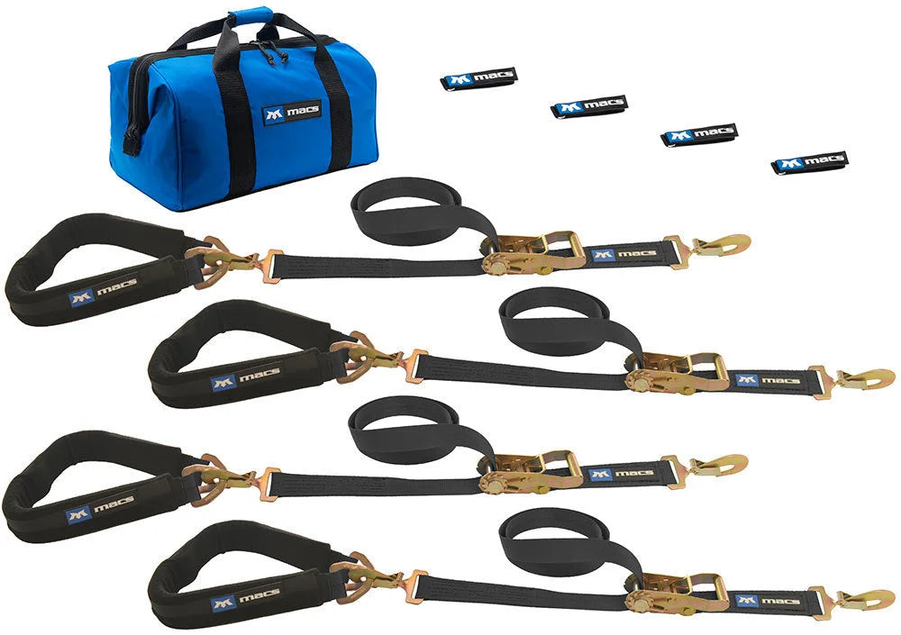 Mac's Tie Downs 4 Tie Downs Direct Hook & 4-24in Axle Straps 511618