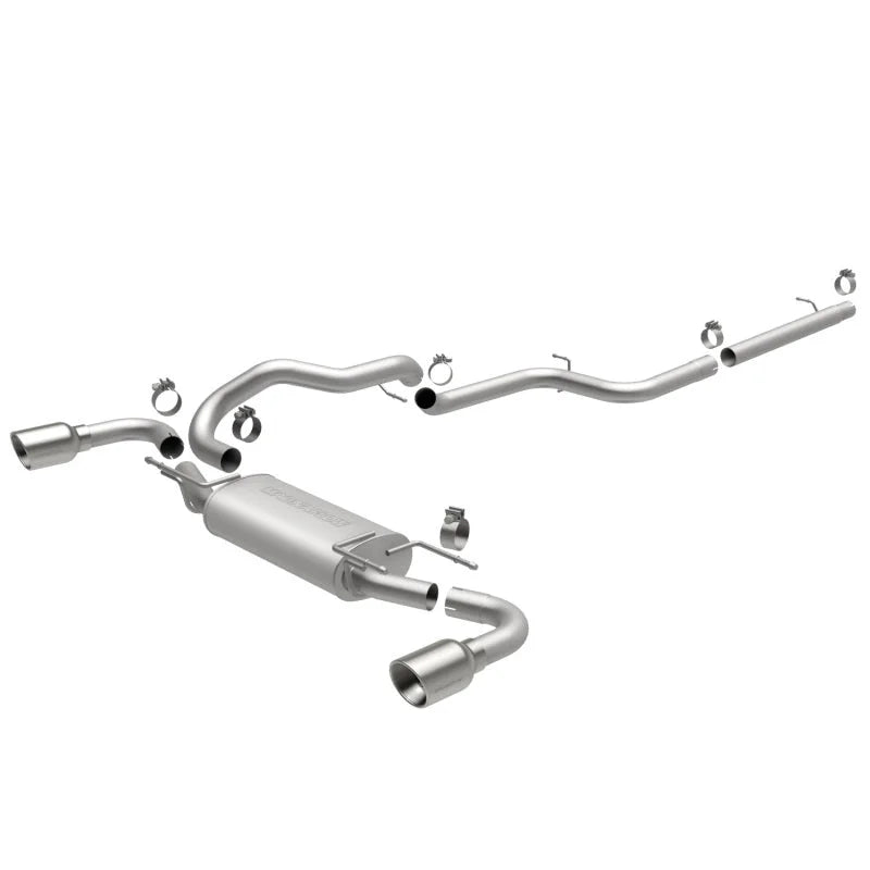 MagnaFlow 10-12 Mazda 3 L4 2.5L Hatchback Split Rear Exit Stainless Cat Back Performance Exhaust - Side View