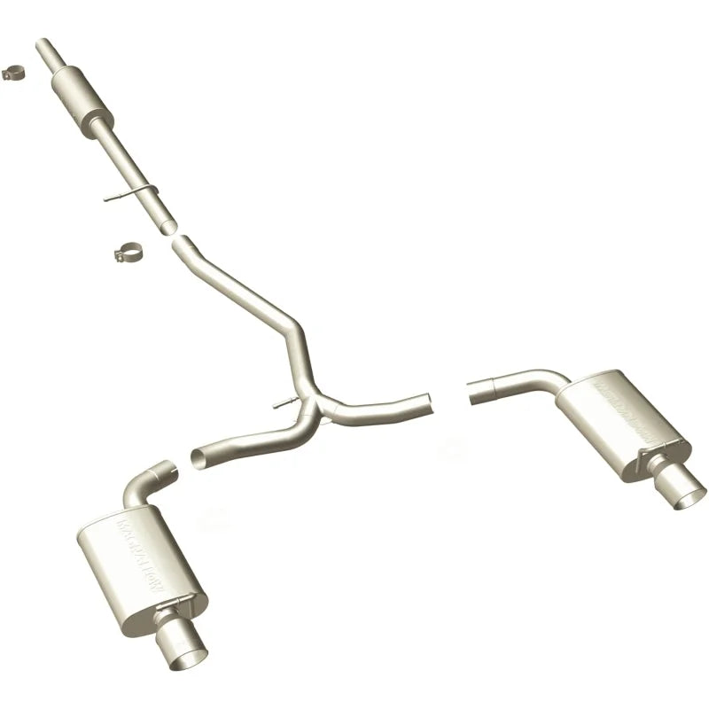 MagnaFlow 11-13 Ford Explorer V6 3.5L SS Catback Exhaust Dual Split Rear Exit w/ 3.5in SS Tips - Side View