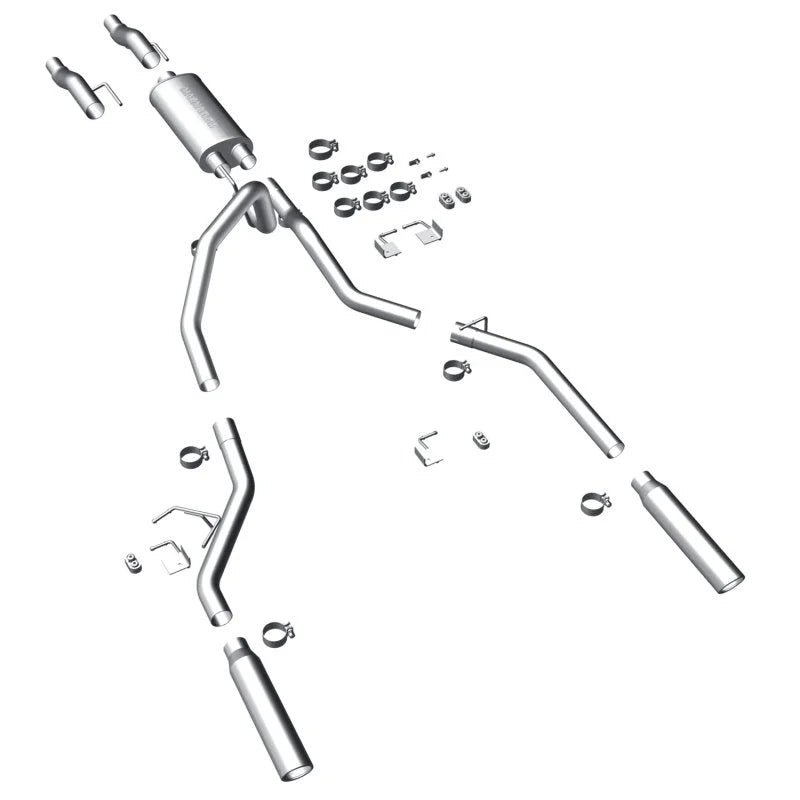 MagnaFlow 11 Ford F-150 3.7L/5.0L/6.2L SS Catback Exhaust Dual Split Rear Exit w/ 3.5in SS Tips - Main Product View