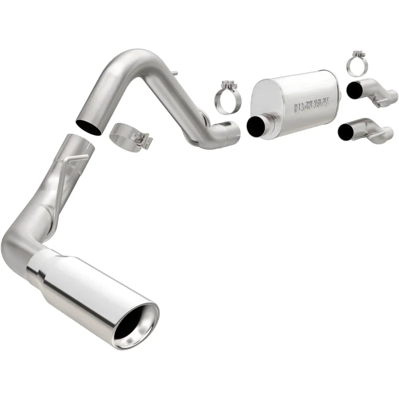 MagnaFlow 11 Ford F-150 3.7L/5.0L/6.2L SS Catback Exhaust Single Rear Side Exit w/ 4in SS Tips - Side View