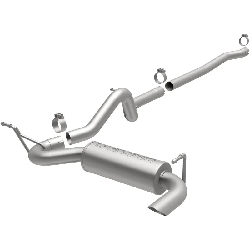 MagnaFlow 12-14 Jeep Wrangler 4dr Single Straight Rear P/S Exit Stainless C/B Performance Exhaust - Main Product View