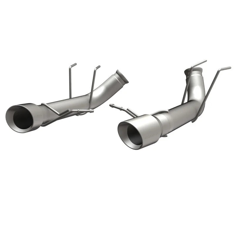 MagnaFlow 13 Ford Mustang Dual Split Rear Exit Stainless Axle-Back Cat Back Exhaust (Competition) - Side View