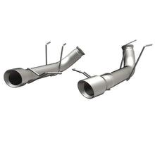 Load image into Gallery viewer, MagnaFlow 13 Ford Mustang Dual Split Rear Exit Stainless Axle-Back Cat Back Exhaust (Competition) - Side View