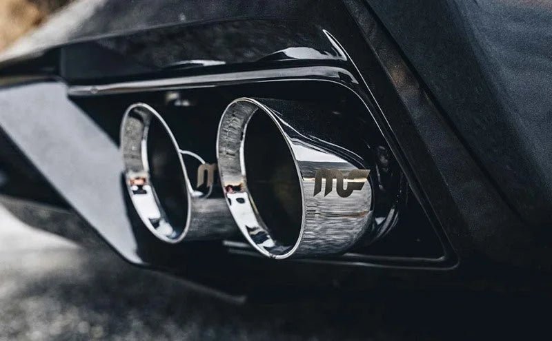 MagnaFlow 13 Ford Mustang Dual Split Rear Exit Stainless Axle-Back Cat Back Exhaust (Competition) - Back View