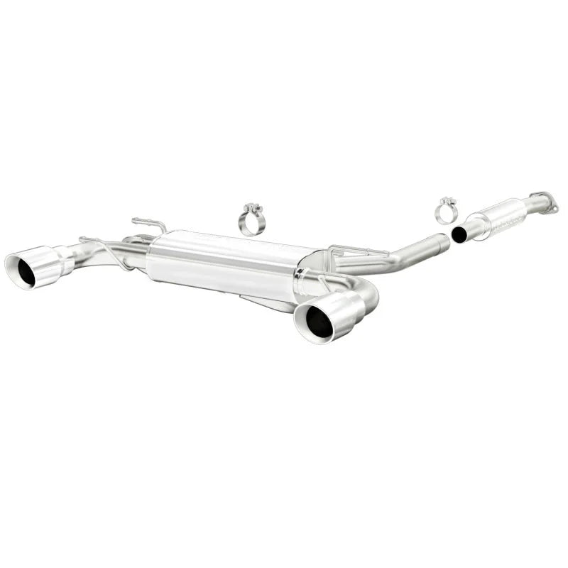 MagnaFlow 13 Scion FR-S / 13 Subaru BRZ Dual Split Rear Exit Stainless Cat Back Performance Exhaust - Side View