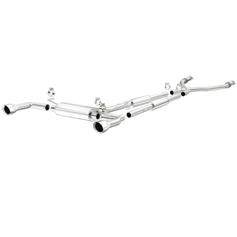 MagnaFlow 14 Infiniti Q50 V6 3.7L Cat-Back Polished Stainless Tips Dual Split Rear Exit Exhaust - Side View
