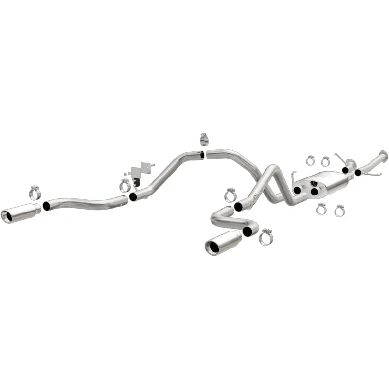 MagnaFlow 14 Toyota Tundra V8 4.6L/5.7L Stainless Cat Back Exhaust Dual Split Rear Exit - Side View