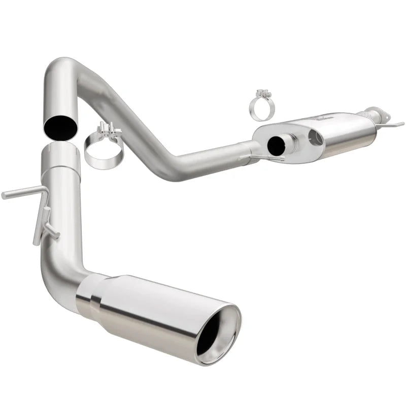 MagnaFlow 15-16 Ford Expedition V6 3.5L Cat-Back, SS, 4in Tip Single Psgr Side Exit - Side View
