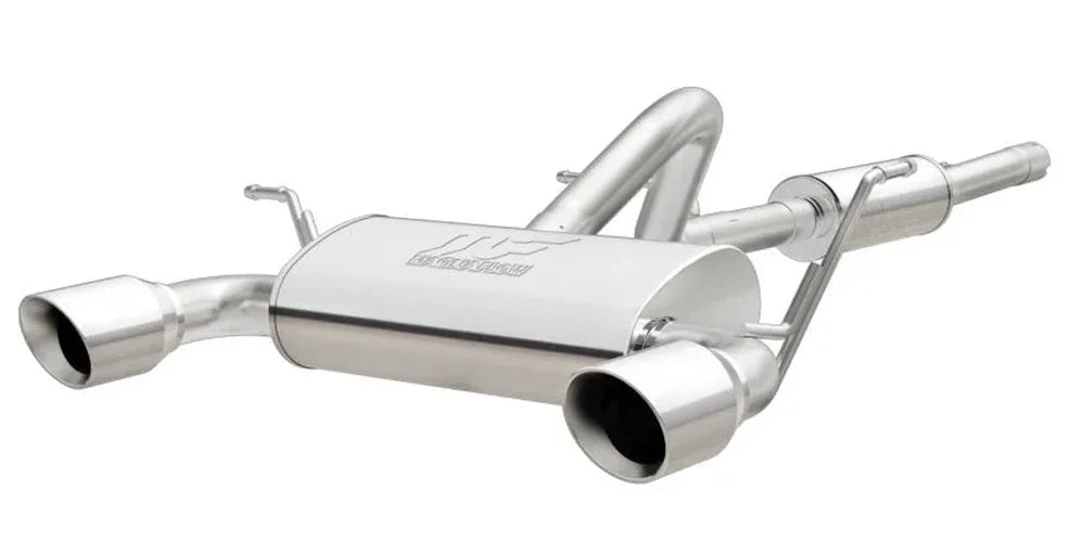 MagnaFlow 2018+ Jeep Wrangler 3.6L 409 SS Dual Split Rear Exit Polished Tips Cat-Back Exhaust - Side View