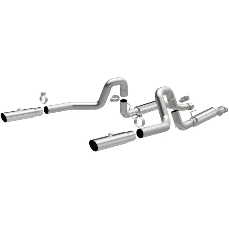 MagnaFlow 99-04 Mustang Mach 1 V8 4.6L Dual Split Rear Exit Stainless Cat-Back Performance Exhaust - Side View