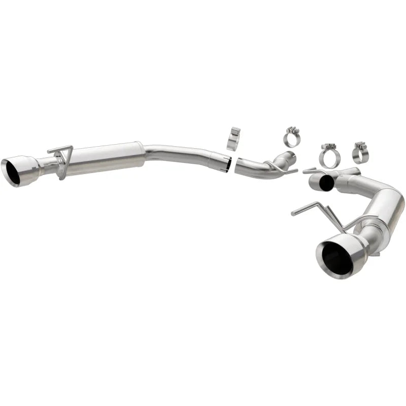 MagnaFlow Axle Back, SS, 2.5in, Competition, Dual Split Polish 4.5in Tip 2015 Ford Mustang Ecoboost - Side View