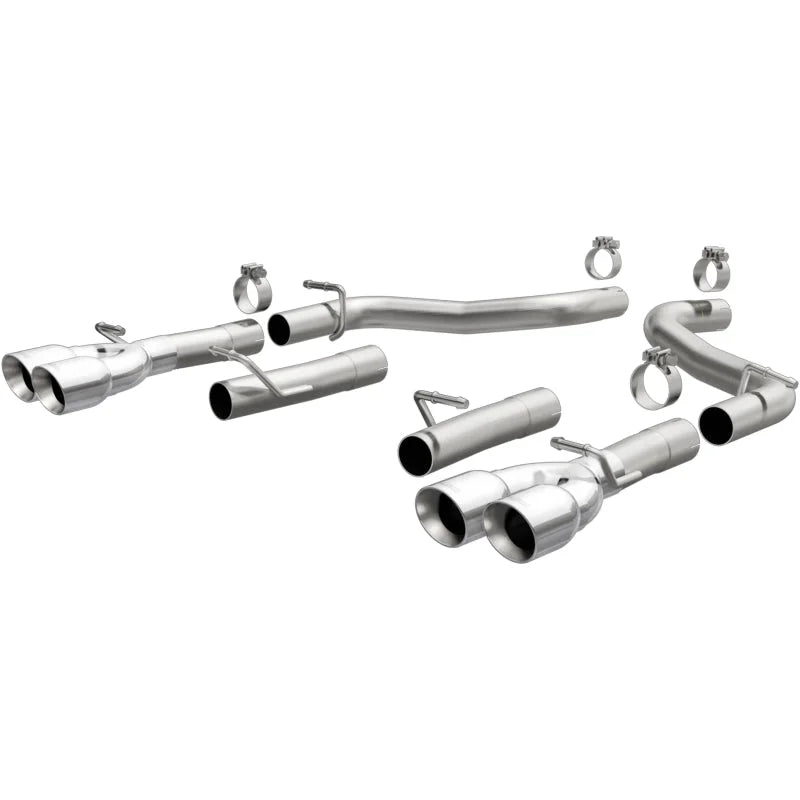 MagnaFlow Axle-Back, SS, 2.5in, Quad Split Rear 3.5in Tip 2015 Dodge Challenger 3.6L V6 - Main Product View