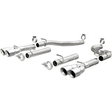Load image into Gallery viewer, MagnaFlow Axle-Back, SS, 2.5in, Quad Split Rear 3.5in Tip 2015 Dodge Challenger R/T 5.7L - Side View