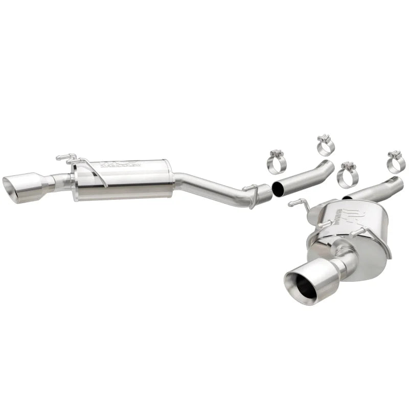 MagnaFlow Axle-Back Stainless Dual Split 4in Polished Tips 10-15 Chevrolet Camaro Convert. 3.6L V6 - Side View