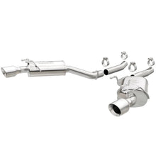 Load image into Gallery viewer, MagnaFlow Axle-Back Stainless Dual Split 4in Polished Tips 10-15 Chevrolet Camaro Convert. 3.6L V6 - Side View