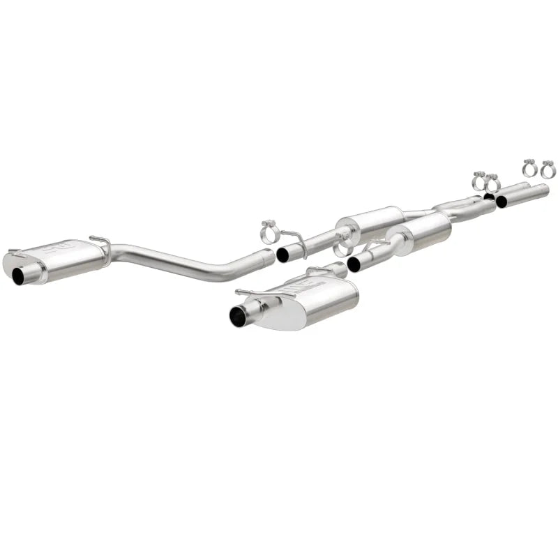 MagnaFlow Cat-Back SS 2.5in Dual Split Rear Exit (OEM Tips) 15-16 Dodge/Chrysler Charger/300 5.7L V8 - Side View