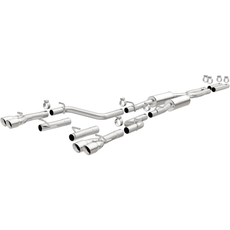 MagnaFlow Cat-Back, SS, 2.5in, Quad Split Rear 3.5in Tip 2015 Dodge Challenger 3.6L V6 - Side View