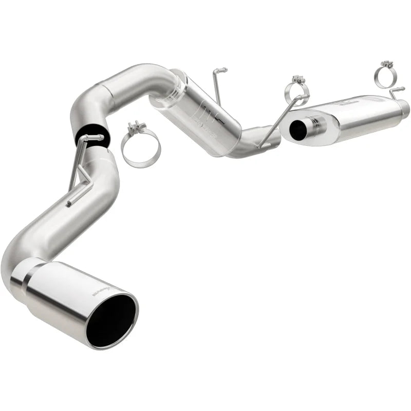 MagnaFlow Cat-Back, SS, 4in, Single Pass Side Rear Exit 5in Tip 14-15 Ram 2500 6.4L V8 CC LB/MC SB - Side View