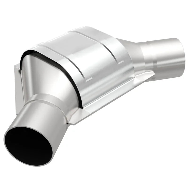 MagnaFlow Conv Univ 2.50inch Angled Inlet/Outlet - Side View