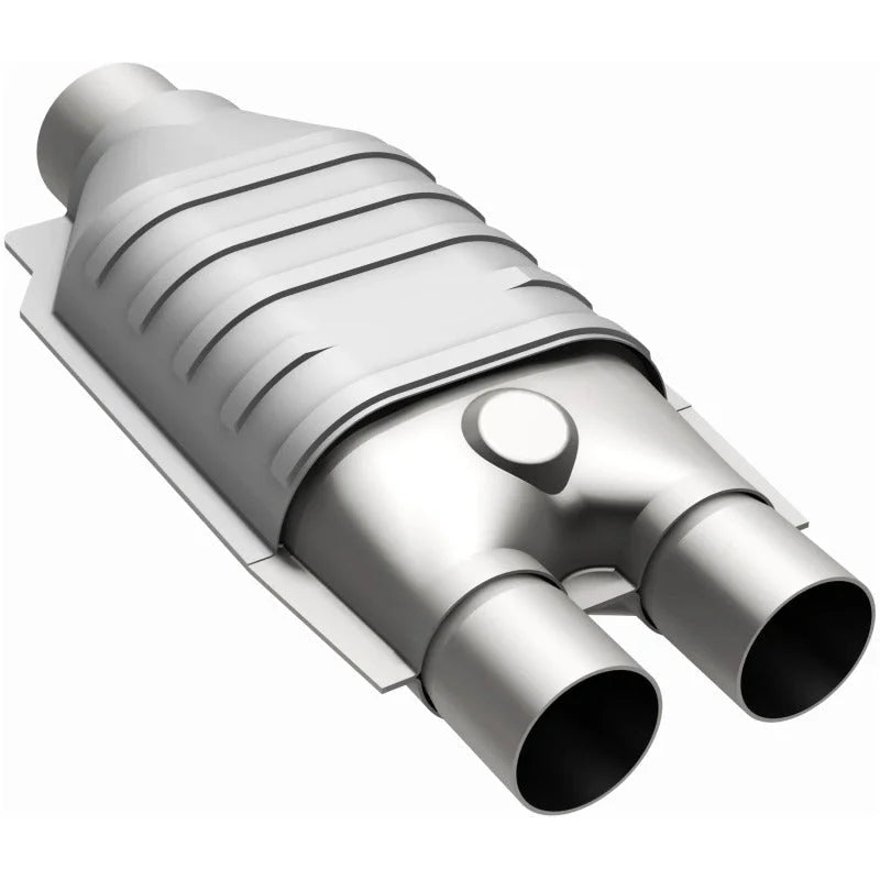 MagnaFlow Conv Univ 2inch Inlet/2.5inch Outlet Dual/Single Oval Shape - Installation View