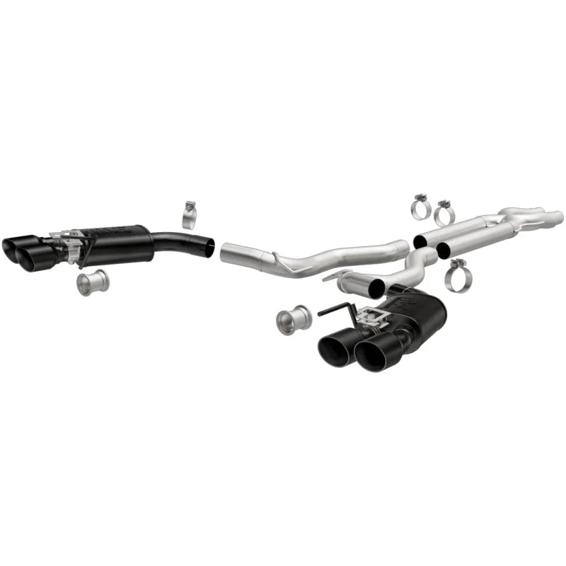 MagnaFlow SYS Cat-Back 2018 Ford Mustang GT 5.0L Competition Dual Exit Black 4in Tips - Side View