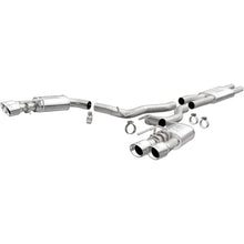 Load image into Gallery viewer, MagnaFlow SYS Cat-Back 2018 Ford Mustang GT 5.0L Street Dual Exit Polished 4in Tips - Side View